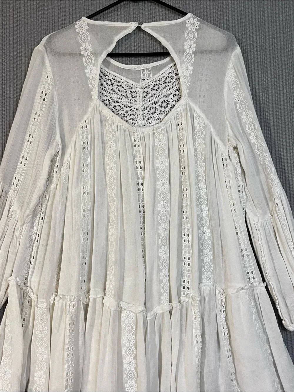 Free People Kiss Kiss Tunic Top Mini Dress Ivory White Sz S / P *